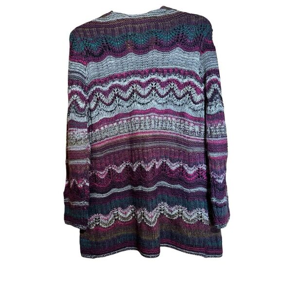 J Jill Cardigan Womens Medium Petite Multicolor Boho Chunky Wool Blend Sweater - Picture 5 of 8